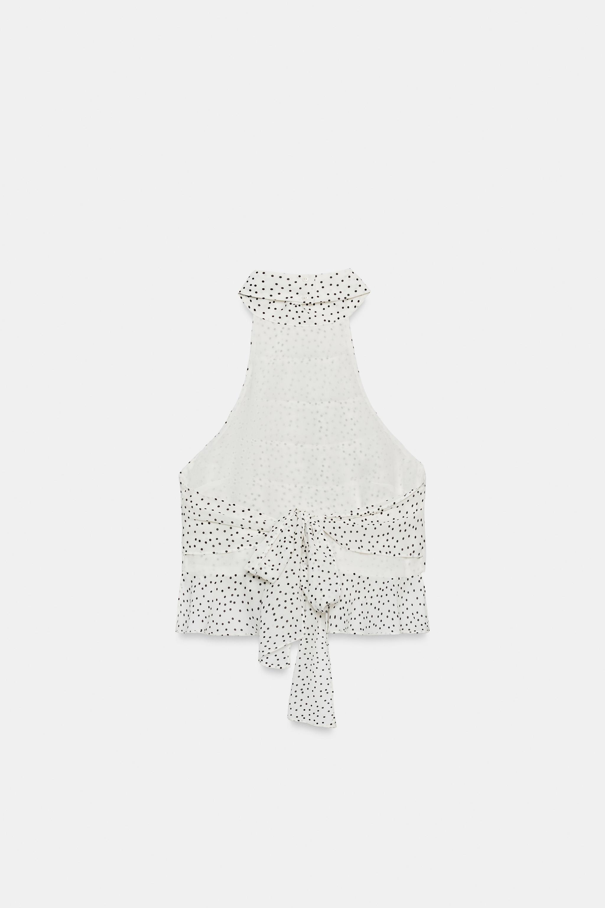 POLKA DOT GEORGETTE HALTER TOP